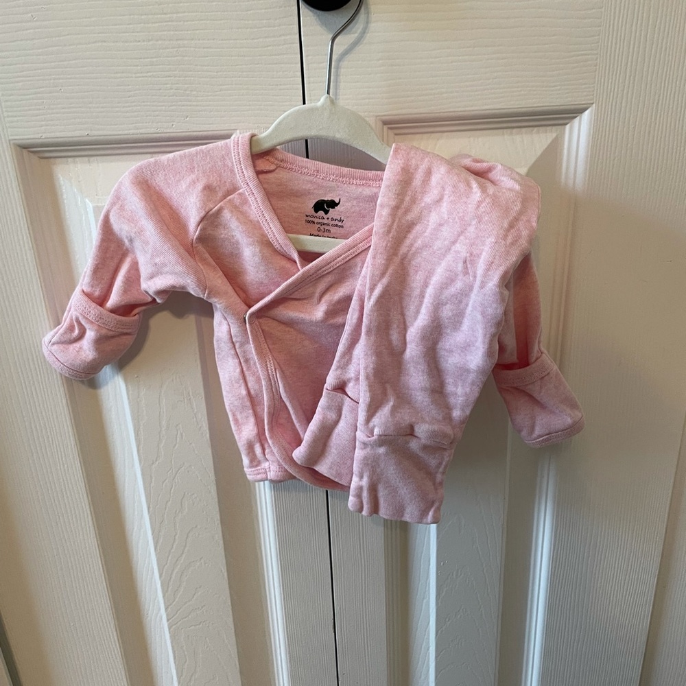 Monica + Andy hello baby long sleeve top and bottom size: 0-3 color: pink NWOT
